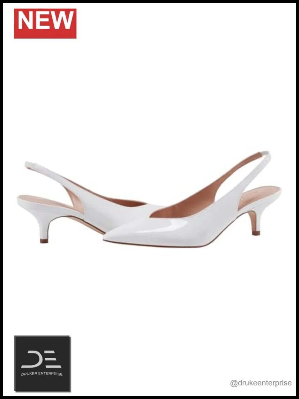 Marc Fisher Labela Slingback Pumps Kitten Heel Pointed Toe Faux Patent Leather